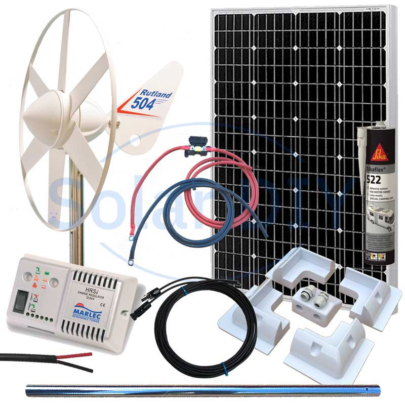 210W Mobile Hybrid Kit Rutland 504 Victron 130W Mono