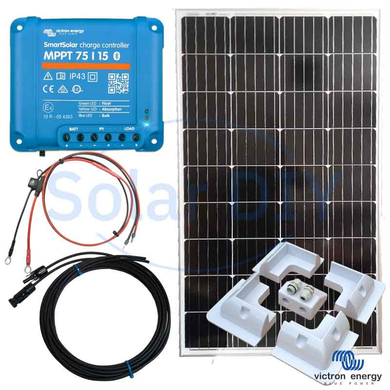 130W Solar Kit Victron Panel and 75/15 MPPT Controller Mounts