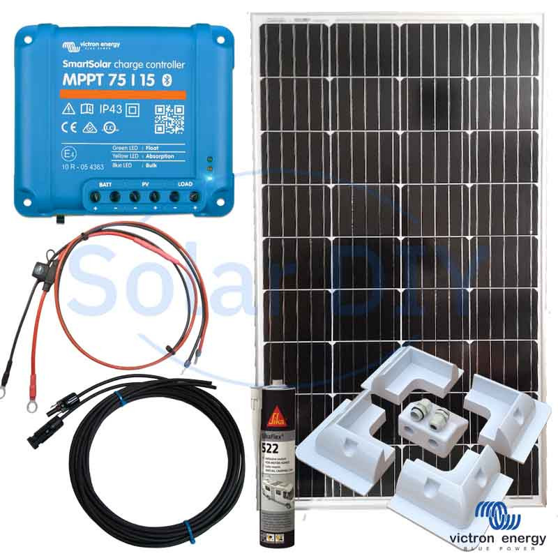 130W Solar Kit Victron Panel 75/15 MPPT Controller Mounts Sikaflex