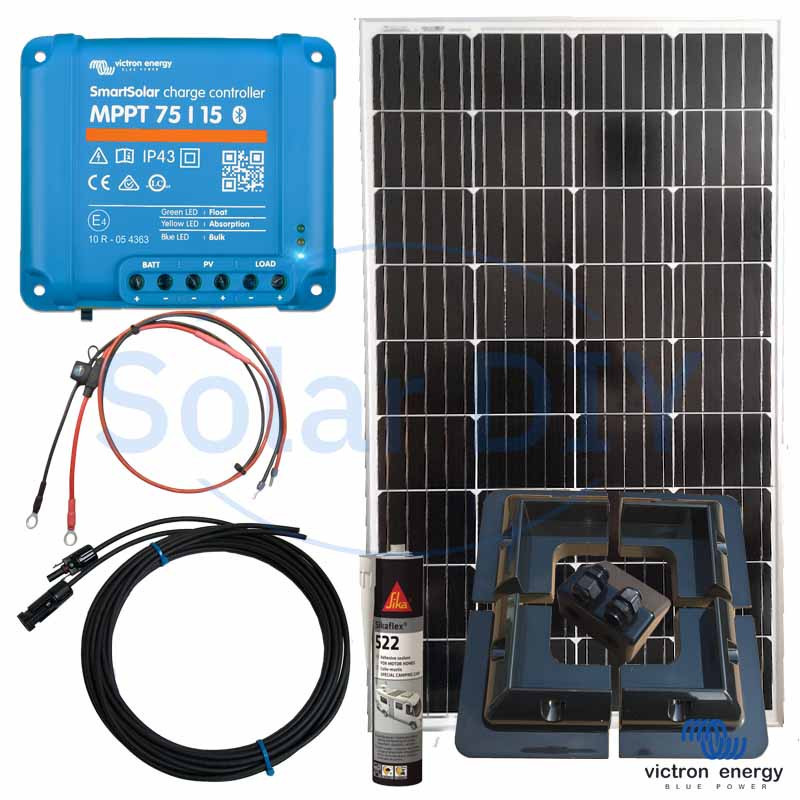 130W Solar Kit Victron Panel 75/15 MPPT Controller Mounts Sikaflex
