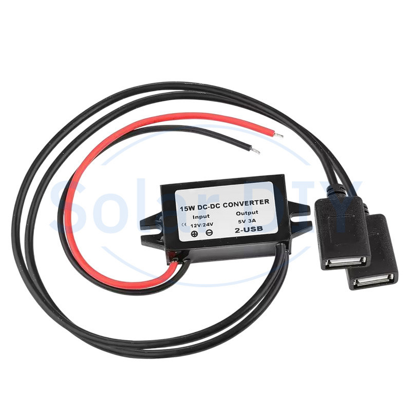12V to USB 5V DC-DC Converter Dual USB-A Outputs