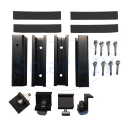 Black Solar Rails 120mm x 4 with rubber feet and screws.