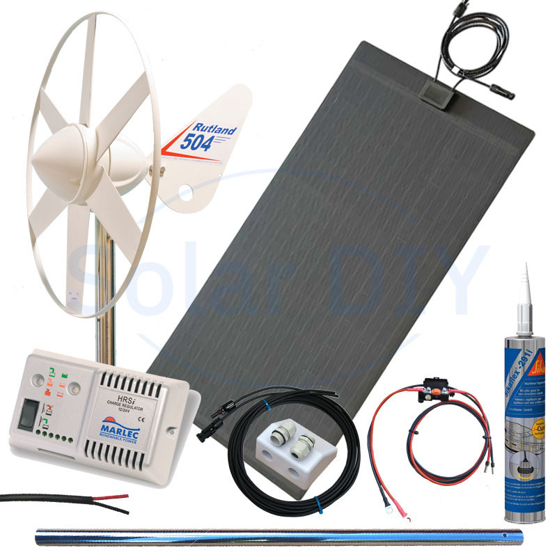 180W Marine Hybrid Kit Rutland 504 100W Semi-Flexible (Front Exit)