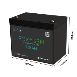 FOXYGEN - 105Ah Lithium Battery with Bluetooth & Heating Dimensions
