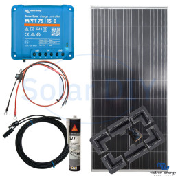 185W Solar Kit Victron Panel 75/15 MPPT Controller Black Mounts Sikaflex